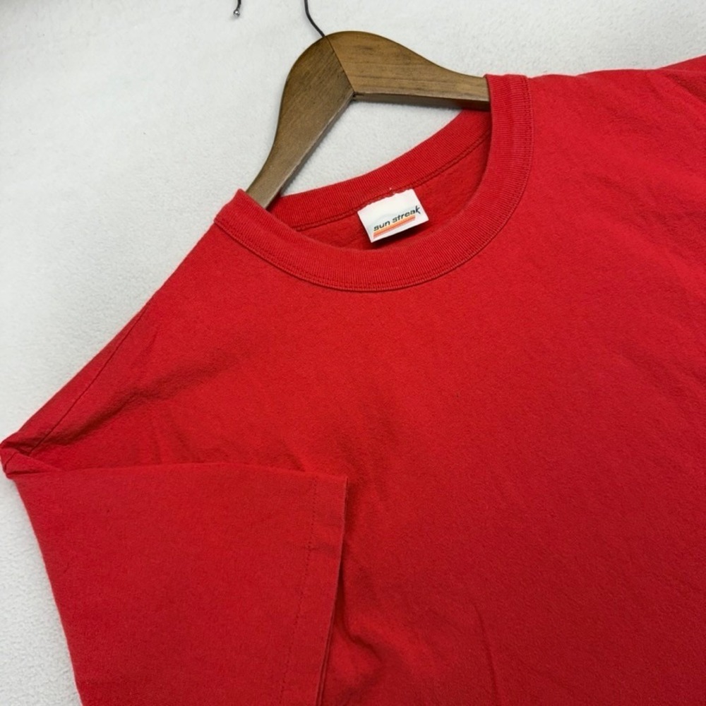 Vintage Blank Shirt Men's Large Red Single Stitch Crew Thick Neck USA made 80s